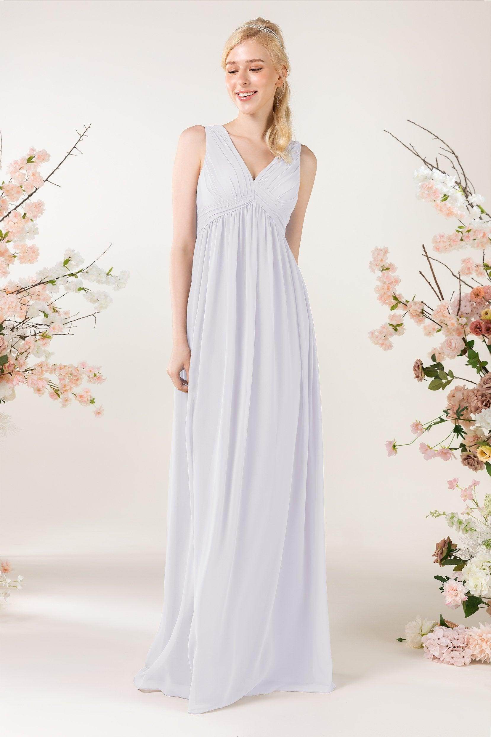 A-Line Sweep-Brush Train Chiffon Bridesmaid Dress CB0455 - COCOMELODY